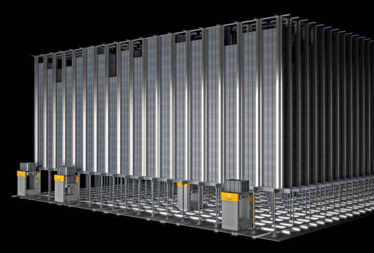 Einzigartige Raumnutzung mit extrem hoher Lagerdichte. Systemhöhen von bis zu 12 m machen den PowerCube zum höchsten Behälter-Kompaktlager seiner Klasse.