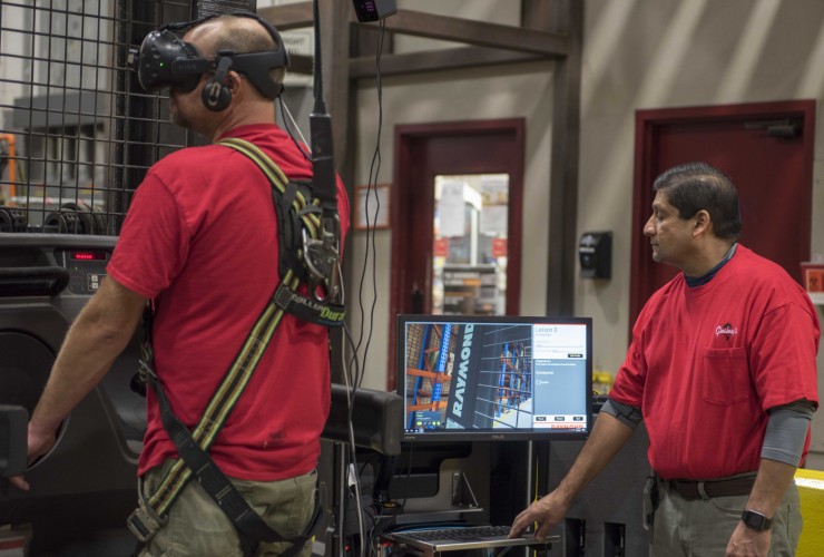 The Raymond Virtual Reality Simulator allows operators to immediately assess which associates will be successful operators, and in which applications — including those who are not dissuaded by heights.